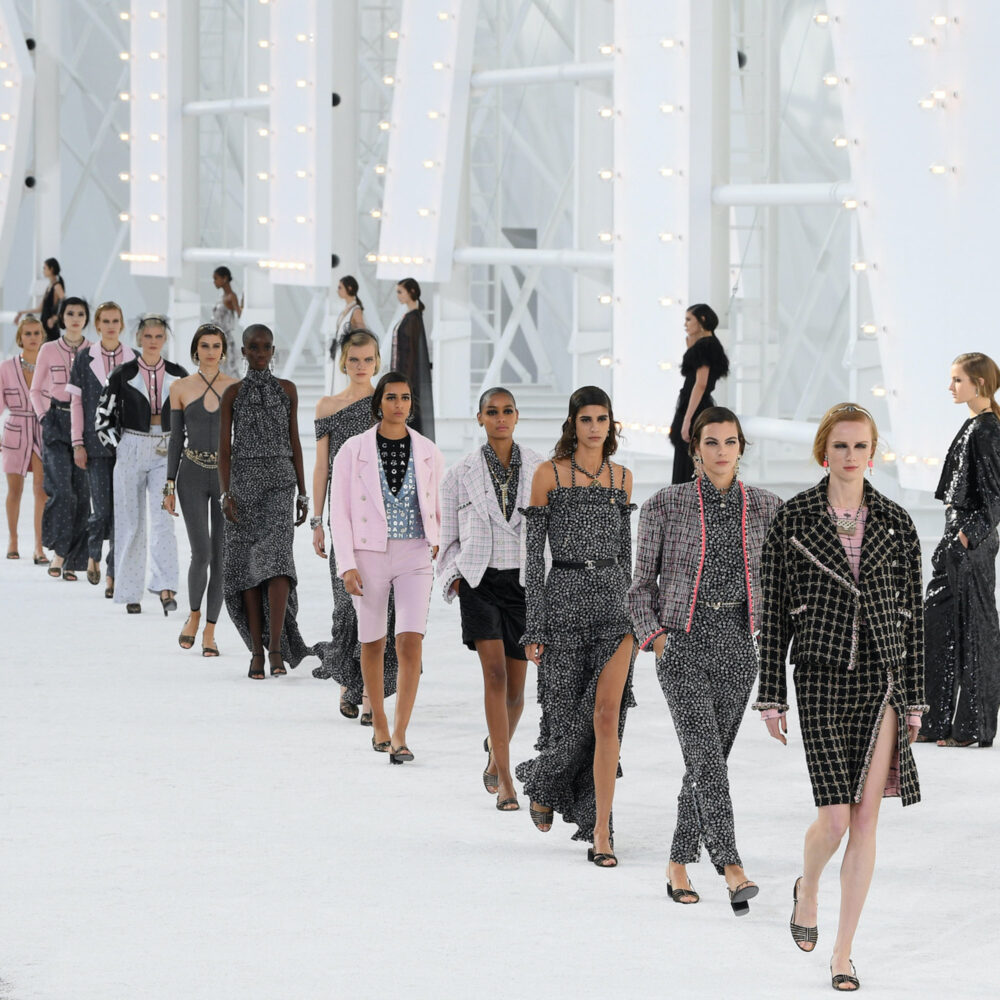 PARIS, FRANCE - OCTOBER 06: Models walk the runway during the Chanel Womenswear Spring/Summer 2021 show as part of Paris Fashion Week on October 06, 2020 in Paris, France. (Photo by Pascal Le Segretain/Getty Images)